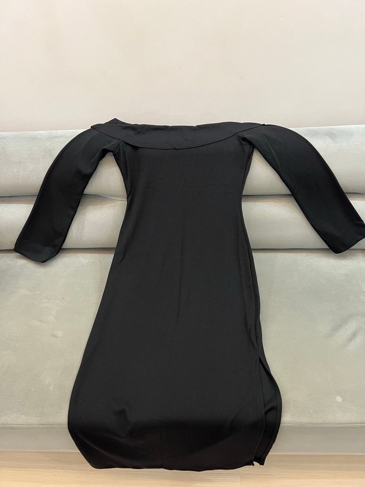 Uzun Kollu Siyah Kadın Elbise - Görsel 2