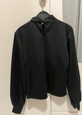 Siyah Yüksek Yakalı Kadın Sweatshirt - Görsel 3