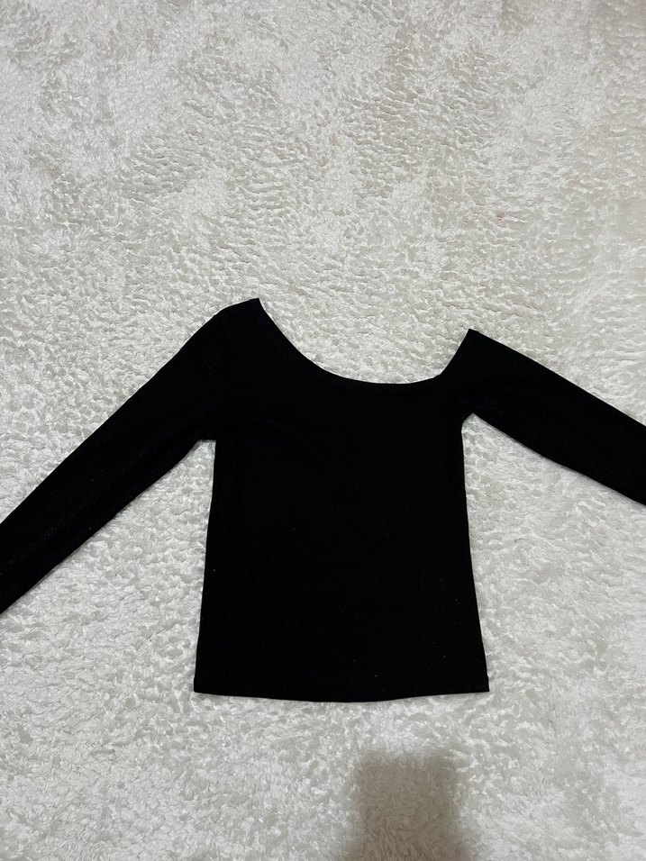 Siyah Kadın Sırt Detaylı Uzun Kollu Bluz - Görsel 2