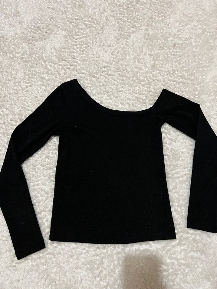 Siyah Kadın Sırt Detaylı Uzun Kollu Bluz - Görsel 4