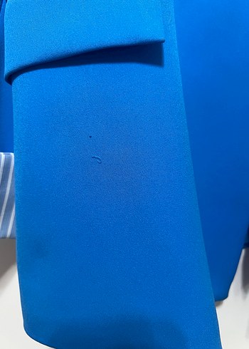 Mavi Düğmeli Uzun Kadın Blazer Ceket - Görsel 6