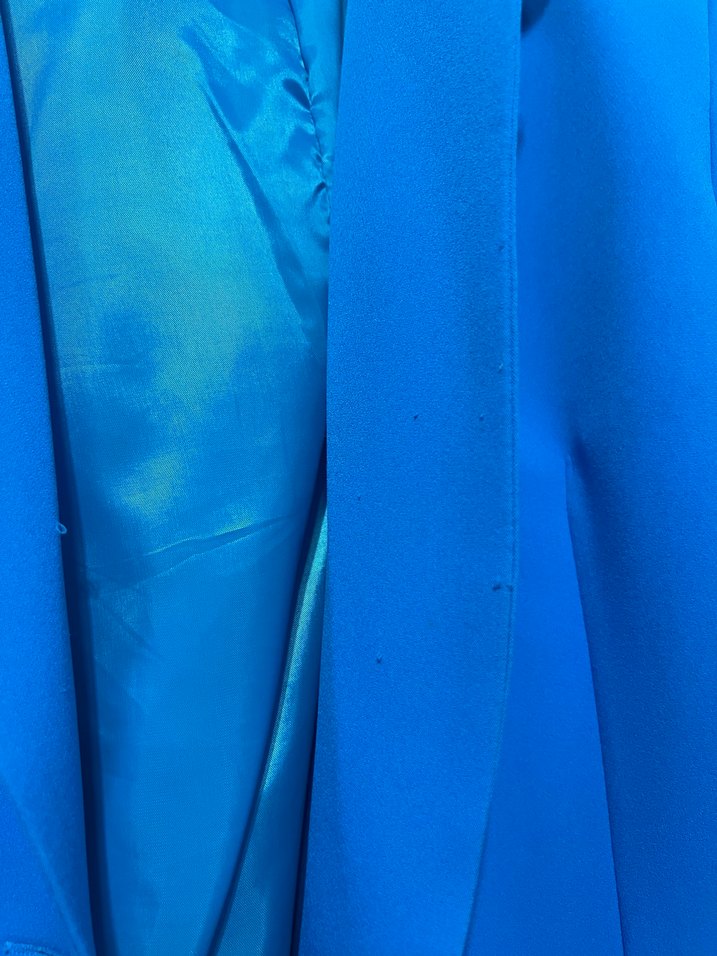 Mavi Düğmeli Uzun Kadın Blazer Ceket - Görsel 5