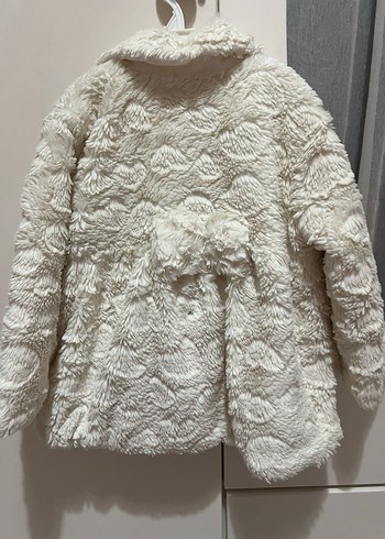 Kız Çocuk Beyaz Peluş Kürklü Ceket - Görsel 5