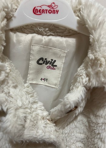 Kız Çocuk Beyaz Peluş Kürklü Ceket - Görsel 2