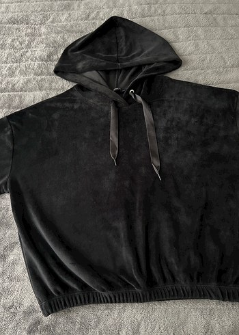 Siyah Kapüşonlu Kadife Takım - Görsel 2