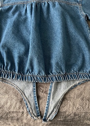 Düğmeli Mavi Çocuk Denim Ceket - Görsel 7