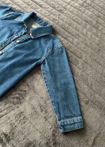 Düğmeli Mavi Çocuk Denim Ceket - Görsel 3