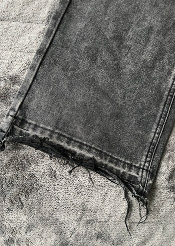 Gri Loose Fit Midi Denim Pantolon - Görsel 4