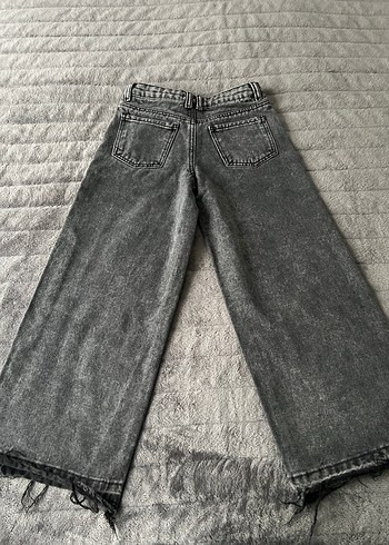 Gri Loose Fit Midi Denim Pantolon - Görsel 5