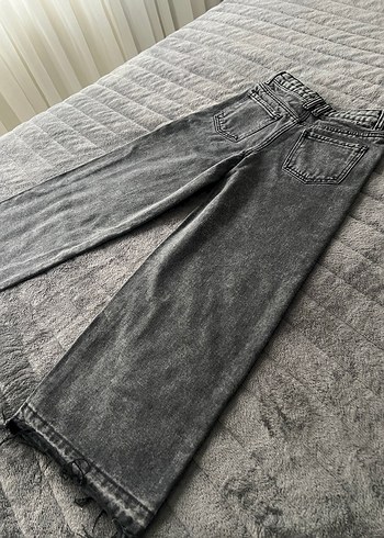 Gri Loose Fit Midi Denim Pantolon - Görsel 6