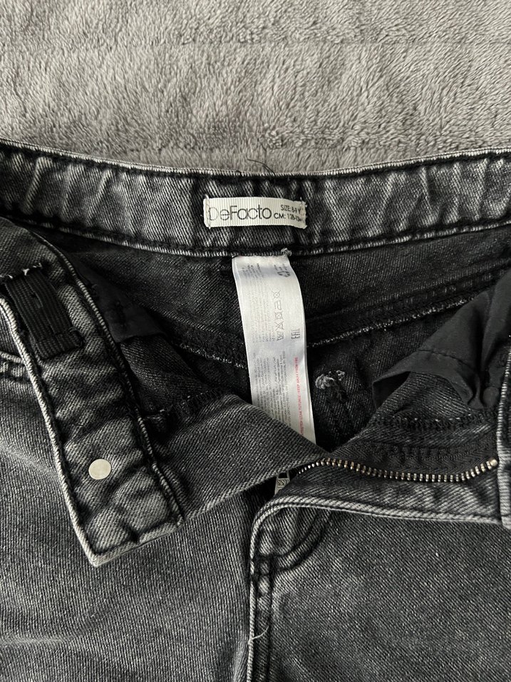 Gri Loose Fit Midi Denim Pantolon - Görsel 3