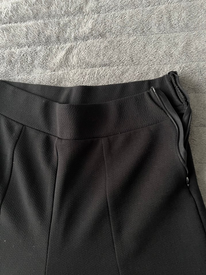 Siyah Yırtmaçlı Kadın İspanyol Paça Pantolon - Görsel 3