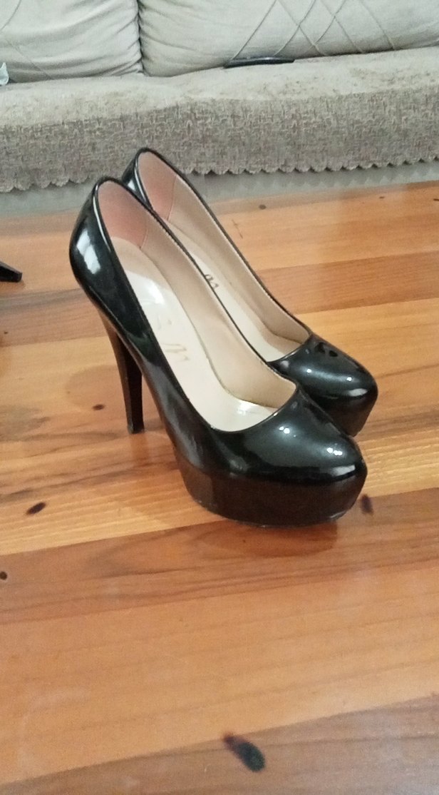 Siyah Rugan Platform Topuklu Kadın Stiletto - Görsel 2