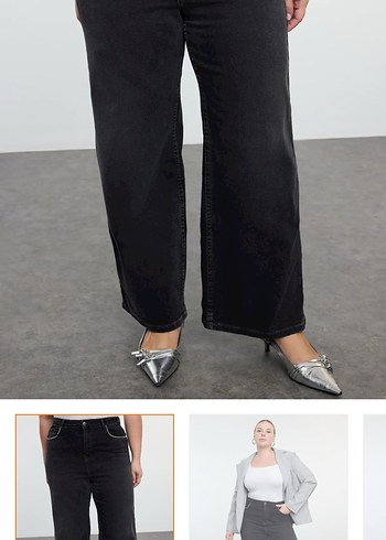 Trendyol & Milla Siyah Yuksek Bel Genis Paca Tasli Jean