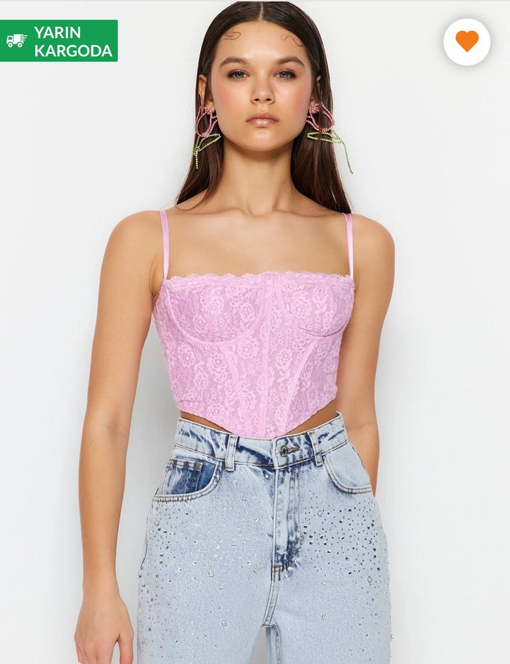 Dantel Detaylı Pembe Straplez Büstiyer - Görsel 2