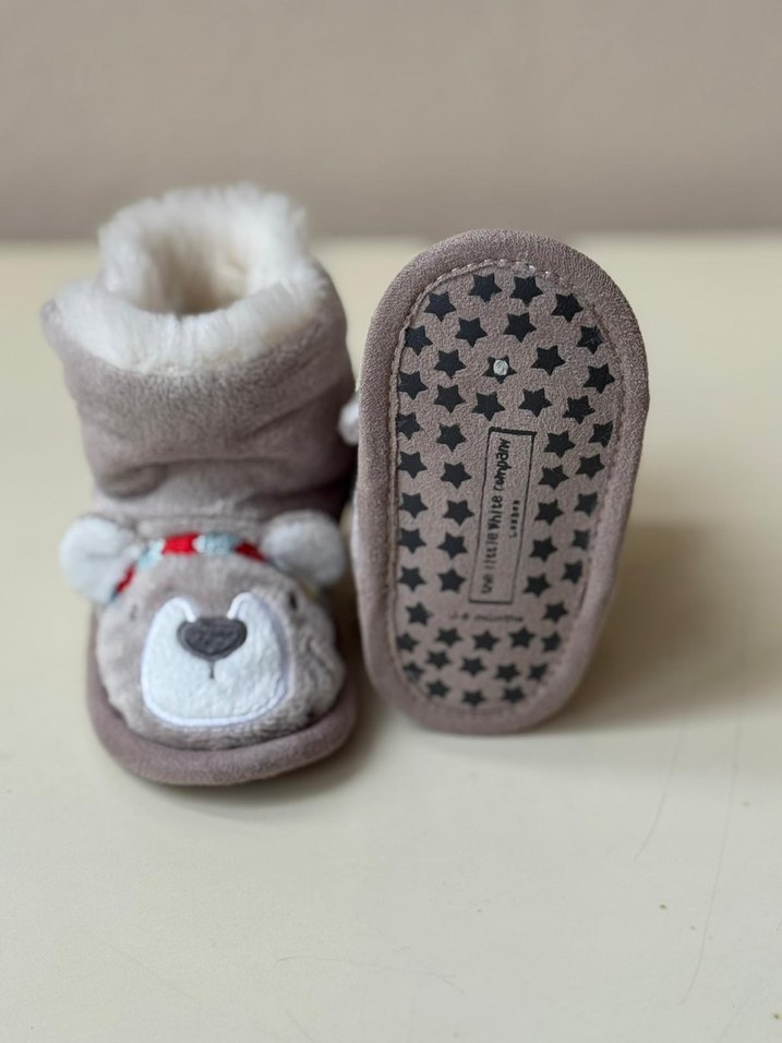 Gri Erkek Çocuk Peluş Ev Terliği - Görsel 2