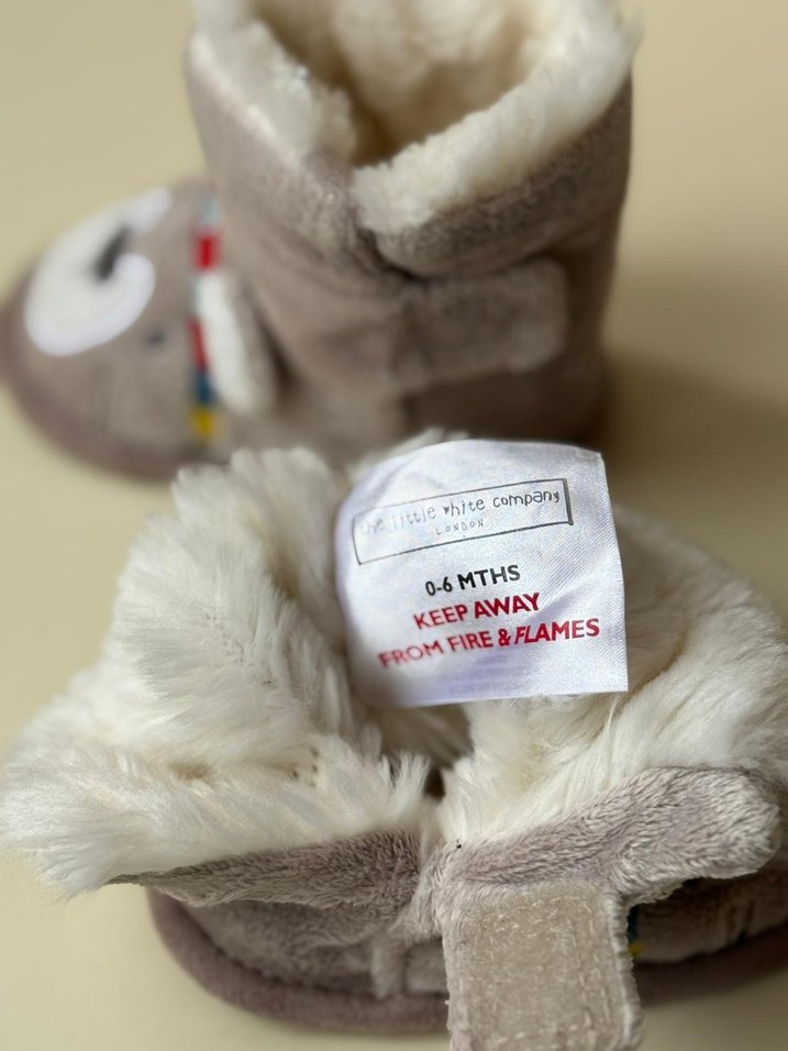 Gri Erkek Çocuk Peluş Ev Terliği - Görsel 3