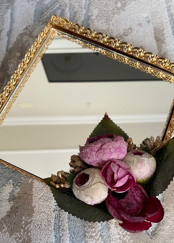 Altın Renkli Süslemeli Ayna Tepsi - Görsel 2