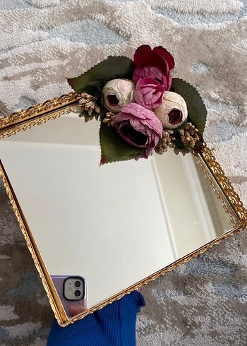 Altın Renkli Süslemeli Ayna Tepsi - Görsel 3