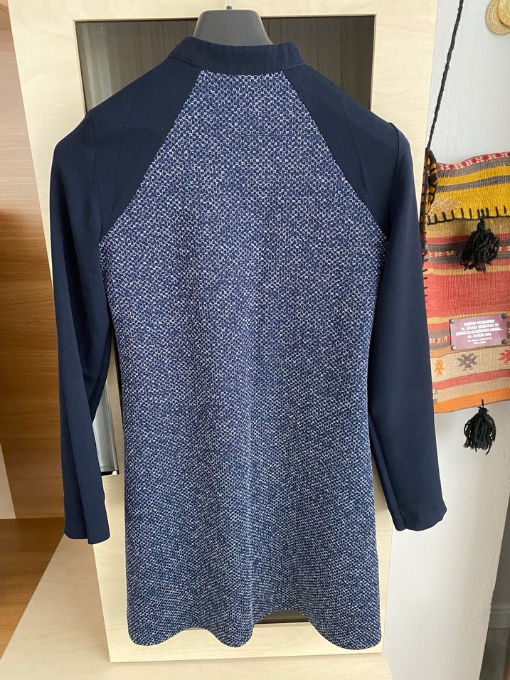 Yüksek Yakalı Mavi Uzun Kollu Kadın Famelin Tunik - Görsel 3