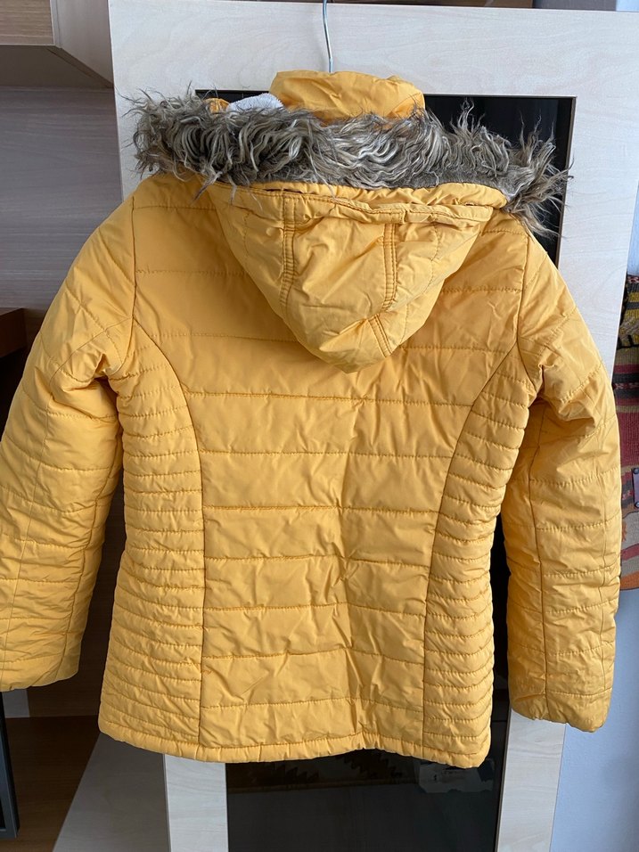 Sarı Düğmeli Kadın Kışlık Mont - Görsel 2