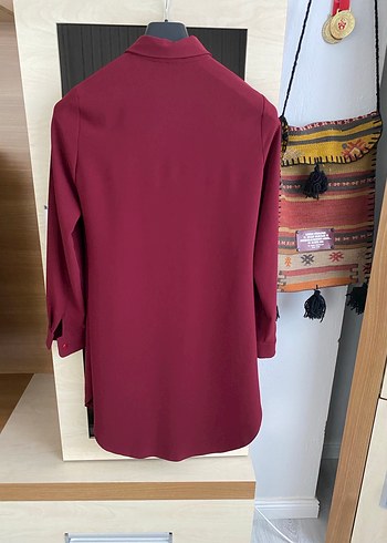 Bordo Uzun Kollu Kuaybe Gider Kadın Tunik - Görsel 4