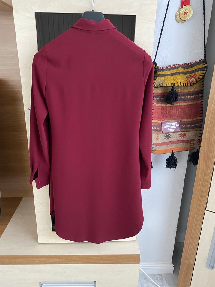 Bordo Uzun Kollu Kuaybe Gider Kadın Tunik - Görsel 4