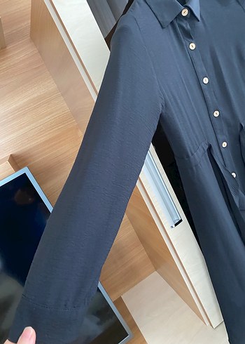 Düğmeli Siyah Uzun Kollu Tunik - Görsel 2