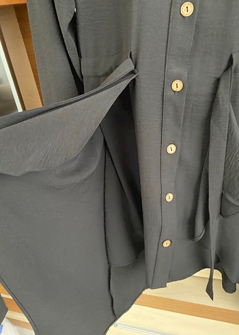 Düğmeli Siyah Uzun Kollu Tunik - Görsel 3