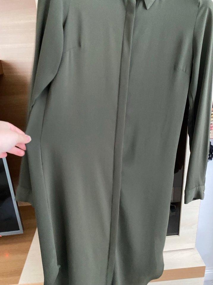 Kadın Haki Uzun Kollu Düğmeli Tunik - Görsel 3