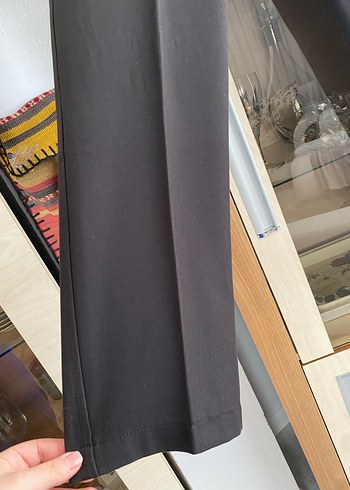 Kadın Siyah Bel Detaylı Kumaş Pantolon - Görsel 6