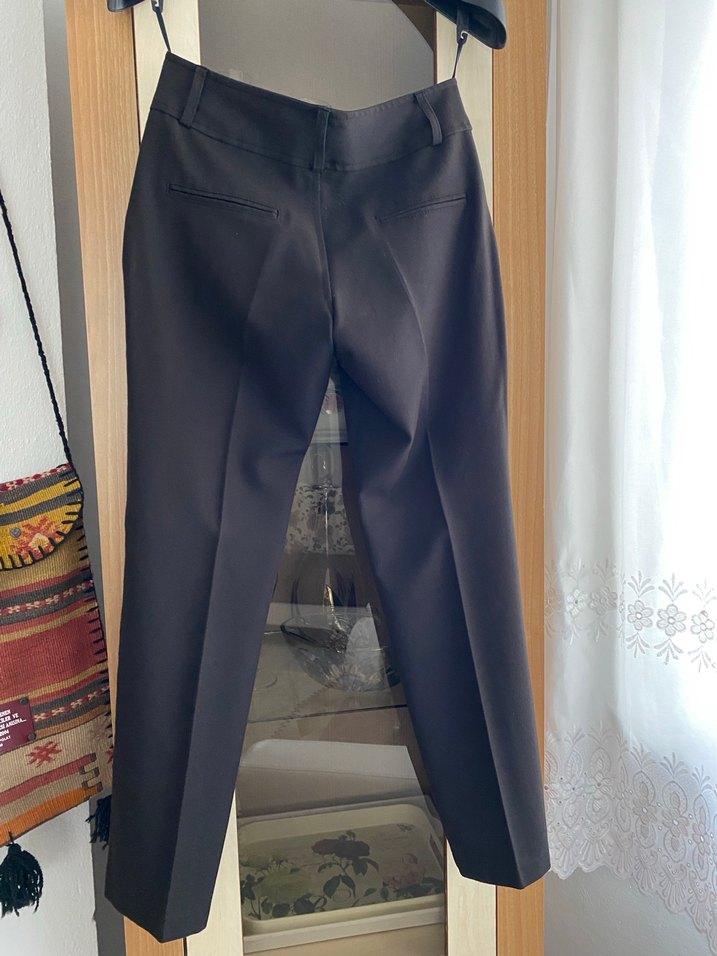 Kadın Siyah Bel Detaylı Kumaş Pantolon - Görsel 4