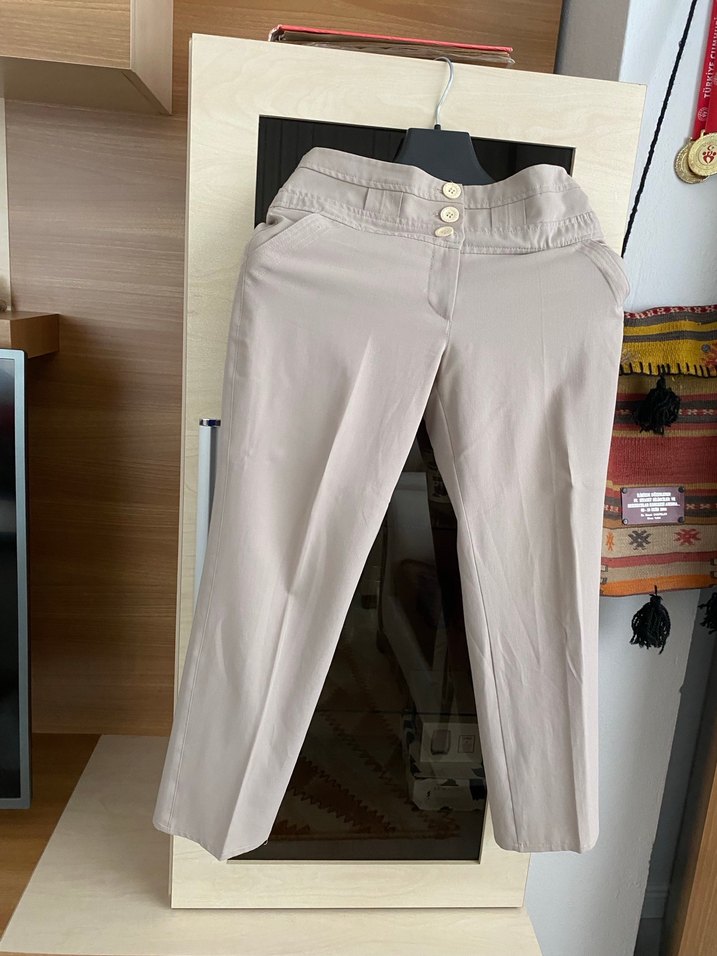 Bej  Kadın Kumaş Pantolon - Görsel 2