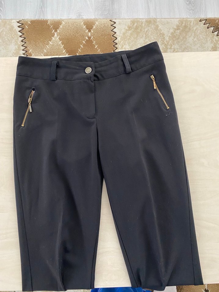 Kadın Siyah Fermuarlı Kumaş Pantolon - Görsel 3