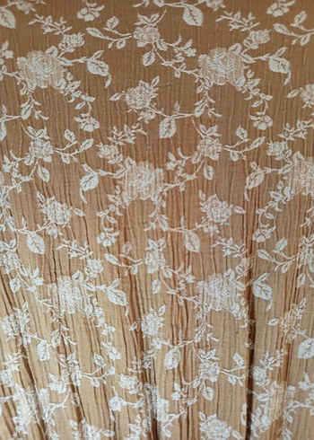 Bej Uzun Kollu Pilili Bohem Elbise - Görsel 2