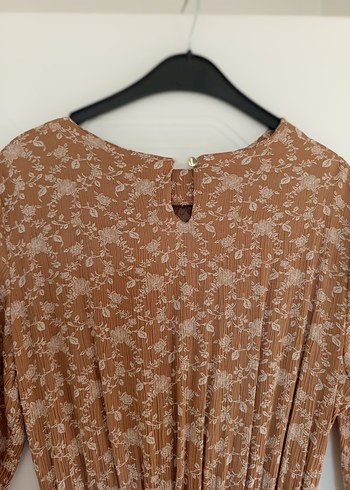 Bej Uzun Kollu Pilili Bohem Elbise - Görsel 3