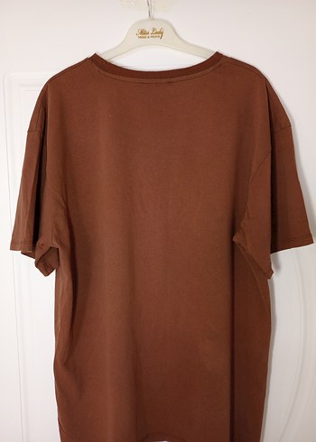 Kahverengi Baskılı Oversize Erkek Tişört - Görsel 2