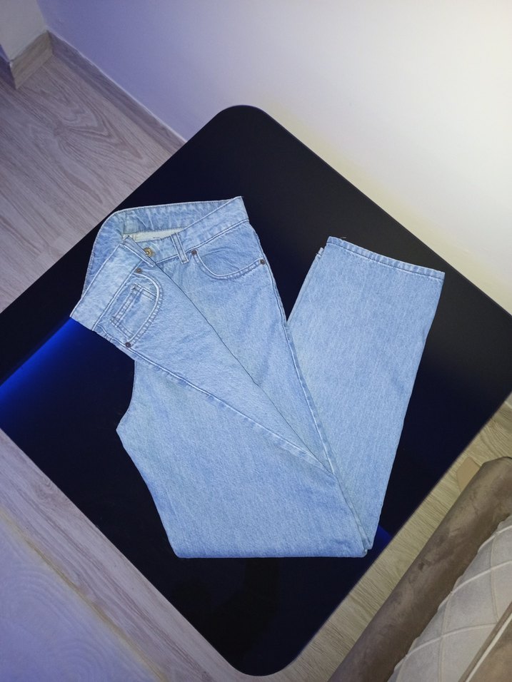 Pastel Mavi Erkek Baggy jeans Pantolon - Görsel 4