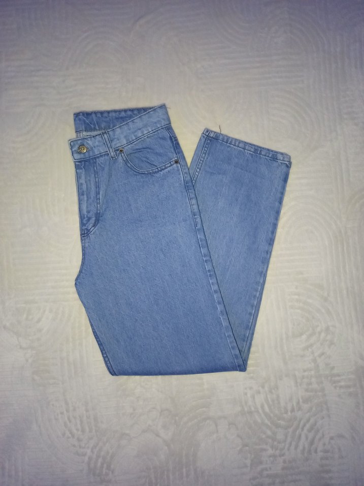 Pastel Mavi Erkek Baggy jeans Pantolon - Görsel 2
