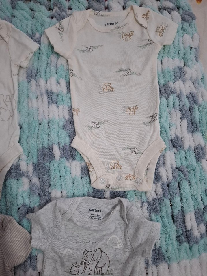 CARTERS ve H&M Erkek Bebek Kısa Kollu Pamuklu Body Zıbın - Görsel 2