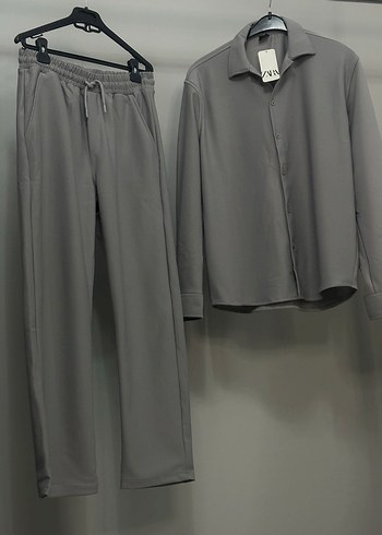 Gri erkek Regular Fit Keten Eşofman Takımı - Görsel 2