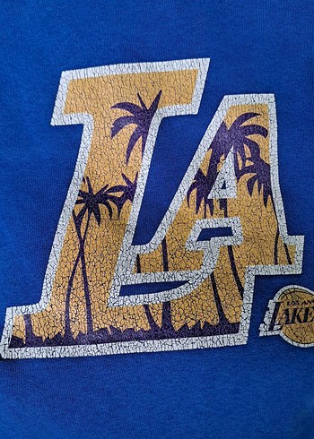 Mavi Uzun Kollu LA Baskılı Sweatshirt - Görsel 3