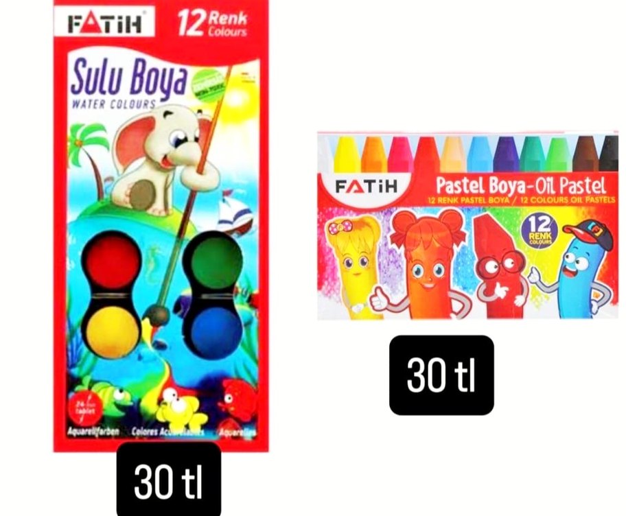 25x35  pp Kapak Resim Defteri+fatih sulu boya+fatih pastel boya - Görsel 2