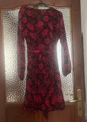 Bordo Uzun Kollu Bohem Kadın Elbise - Görsel 2