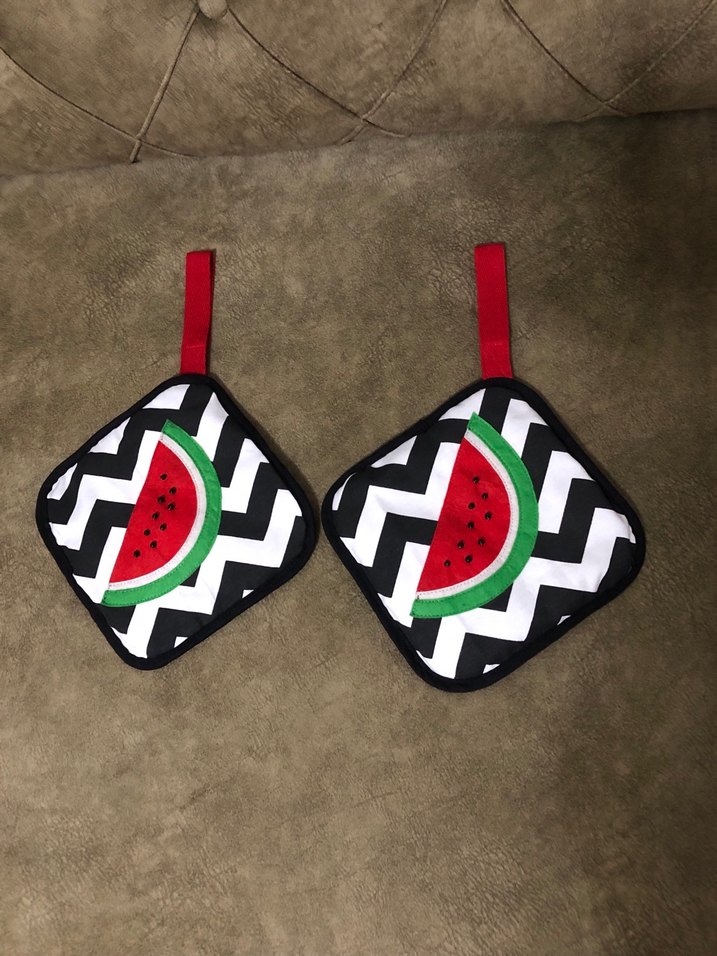 Renkli Nakışlı Karpuz Desenli Fırın Eldiveni - Görsel 3