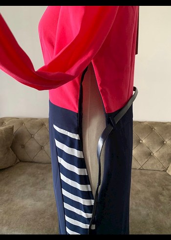 Uzun Kollu, Nakışlı, Kırmızı Kadın Elbise - Görsel 6