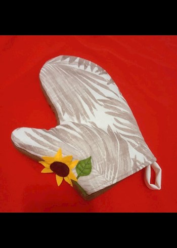 Ayçiçeği Desenli Kahverengi Mutfak Önlüğü - Görsel 2