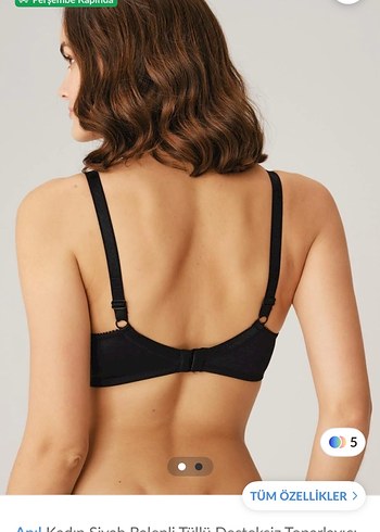 Siyah Minimalist Goth Destekli Sütyen - Görsel 2