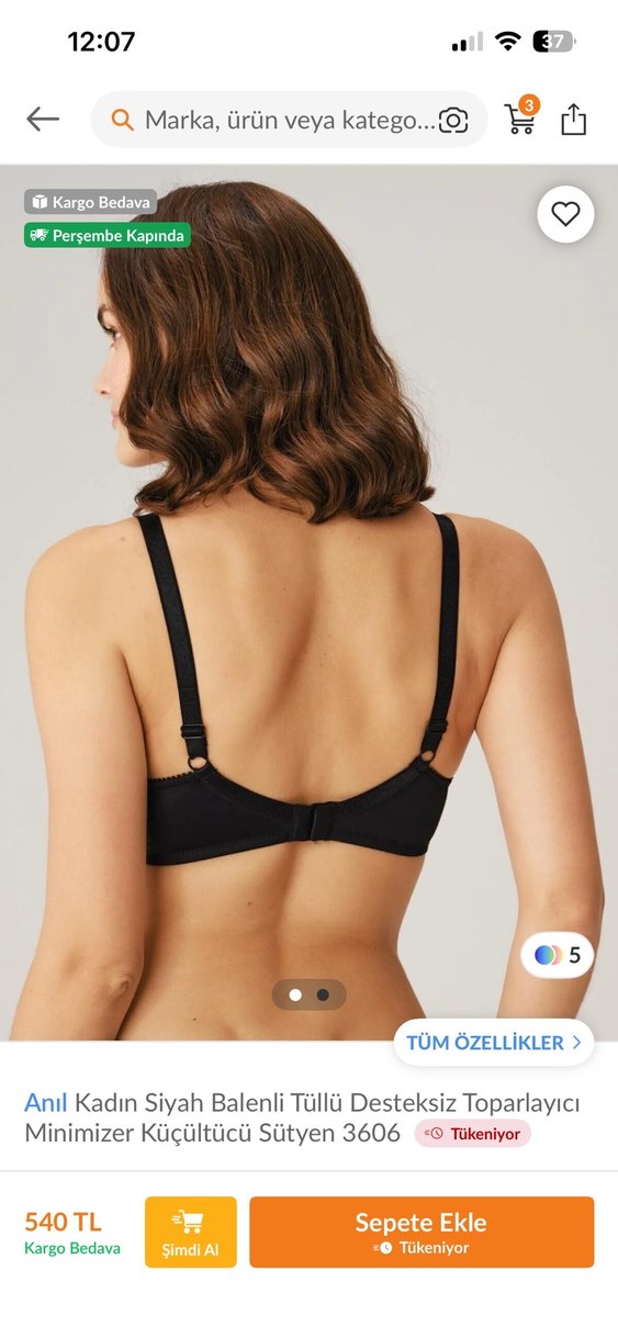 Siyah Minimalist Goth Destekli Sütyen - Görsel 2