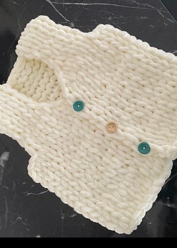 Kız Çocuk Bohem Örgü Beyaz Süveter - Görsel 2